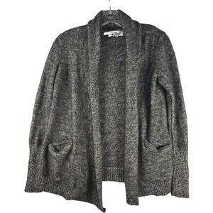Max Studio Women Charcoal Marled 100% 2-Ply Cashmere Shawl Cardigan Sweater Med